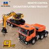 2.4G RTR Měřítko 1/18 Huina 1319 RC Traktorový Náklaďák a Model RC Bagru s Plošinovým Přívěsem Baterie Hračky Dárek