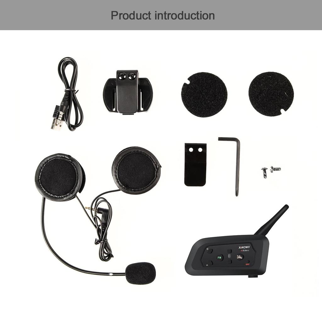 Xinowy V4Pro 4-Person Bluetooth Motorcycle Intercom Helmet Headset