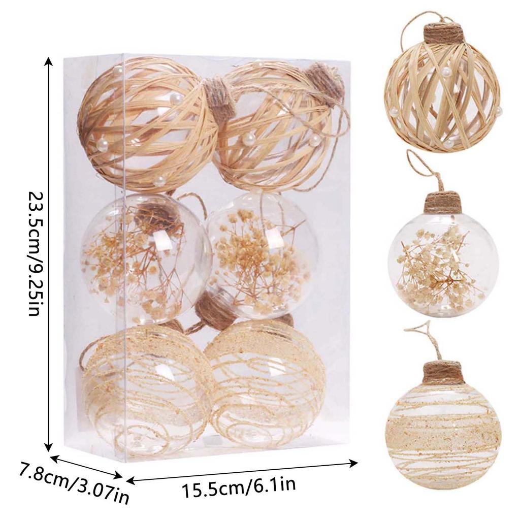Shatterproof Clear Xmas Ball Set Farmhouse Xmas Tree Decoration Hanging Balls Suitable for Weddings Engagements