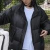 WTEMPO Warm Black Loose Thickened Warm Stand Collar Down Coats Women's Large Size Zipper Cotton-padded Coats with Pockets Outdoor
