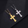 European and American Fashionable Titanium Steel Pendant Color Glossy Lettering Cross Couple Necklace