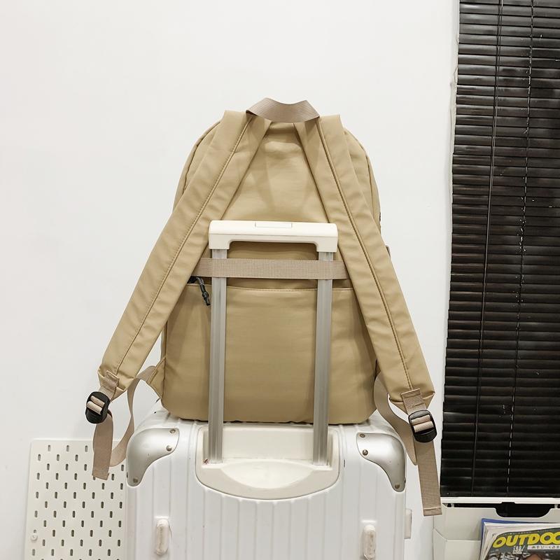 Solid Color Backpack Men's Nylon Waterproof Large Capacity Lightweight Travel Backpack Student School Bag