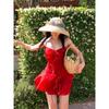 French Sweet Party Mini Dresses Women Summer PNew Lace-up Strap Dress Female Korean Fashion Solid Slim Flounce Fairy Dress 2024