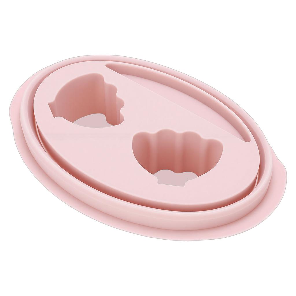 Silicone Dual Nail Soaking Bowl Nail Polish Dip Powder Remover Manicure Bowl with Tool Slot Pink