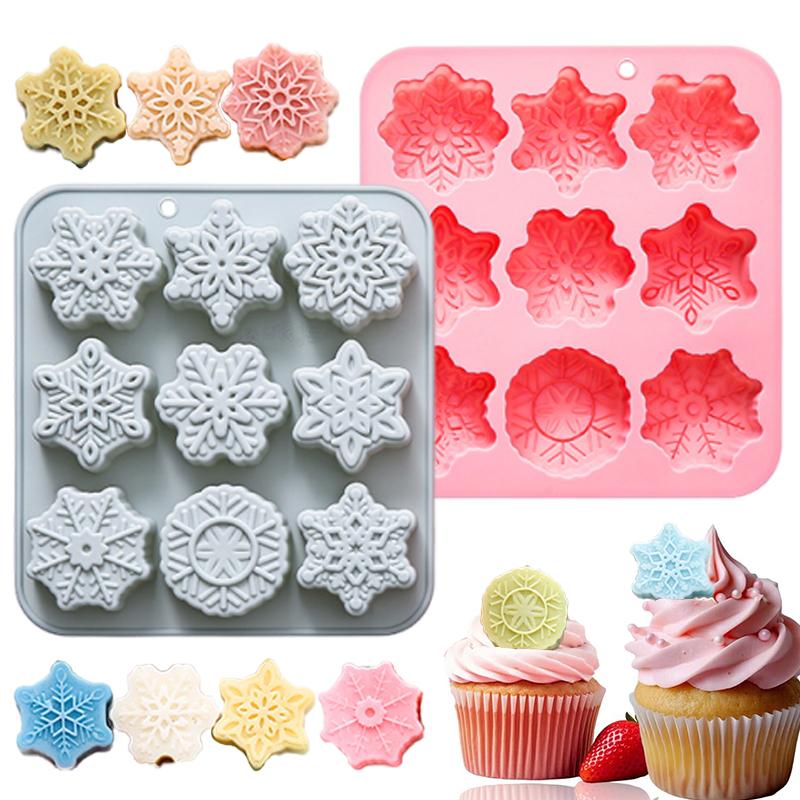 3D Snowflake Silicone Mold, Christmas Winter Snowflake Fondant Mold For Cake Decorating, Cupcake Topper, Candy, Chocolate