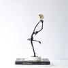 Black Cast Iron Man Holding Golden Ball, Abstract Art Dancing Girl Figure Sculpture, Metal Crafts, Interior Decoration Ornaments
