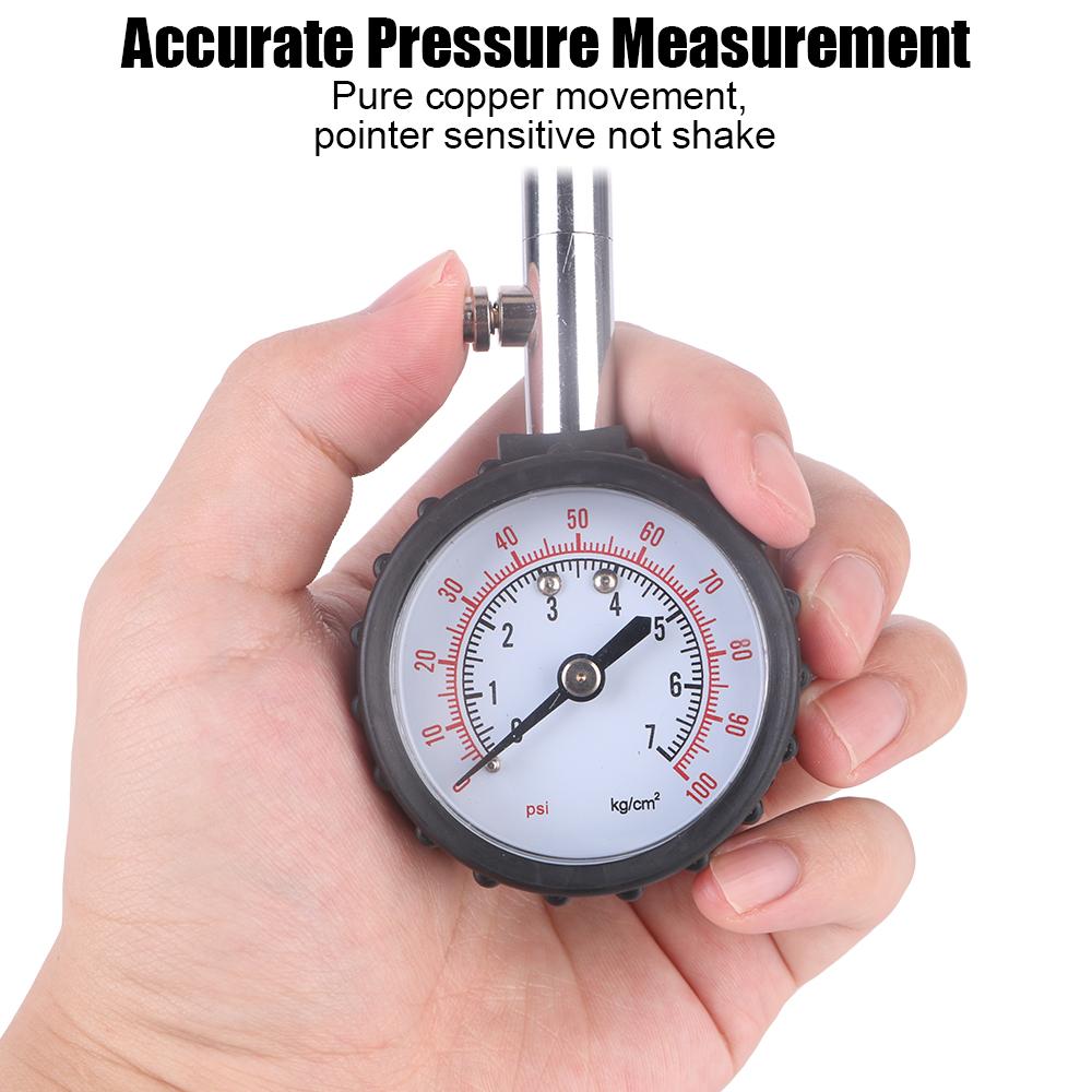 Monitor for Auto Motorcycle Monitoring System Tyre Air Tester High Precision Car Tire Pressure Gauge Long Tube Meter 0-100PSI