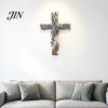 Layered Tree Wall Sculpture Metal Cross Art, of Life Hanging Crosses Decor, Art for Garden Living Room Bedroom Retro Style