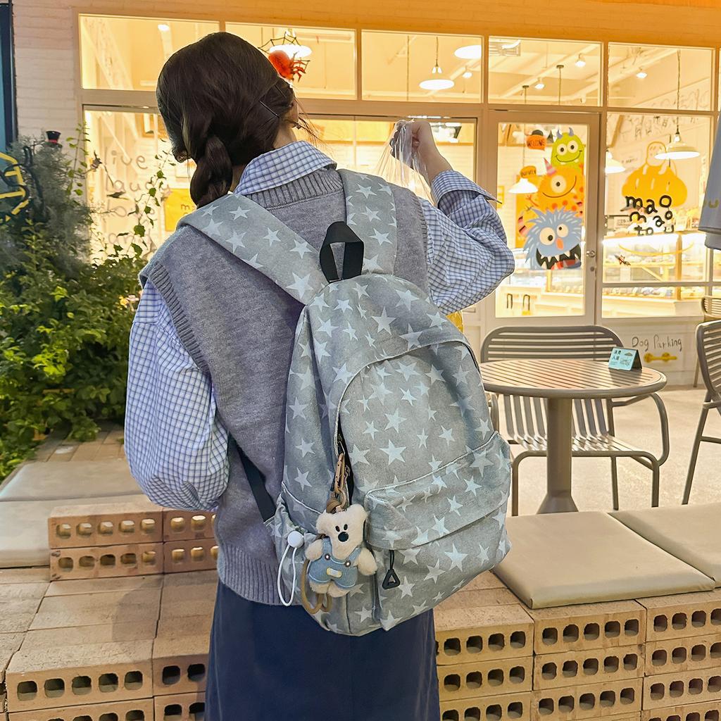 Schoolbag Japanese Ins Niche College Wind Star Schoolbag Female Student Korean Version Large Capacity Backpack Mori Simple Backpack