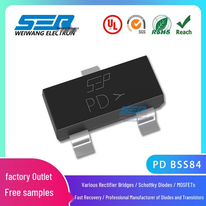 

SEP Brand BSS84 P-Channel SOT-23 Surface Mount MOS Transistor for Screen Printing 25+