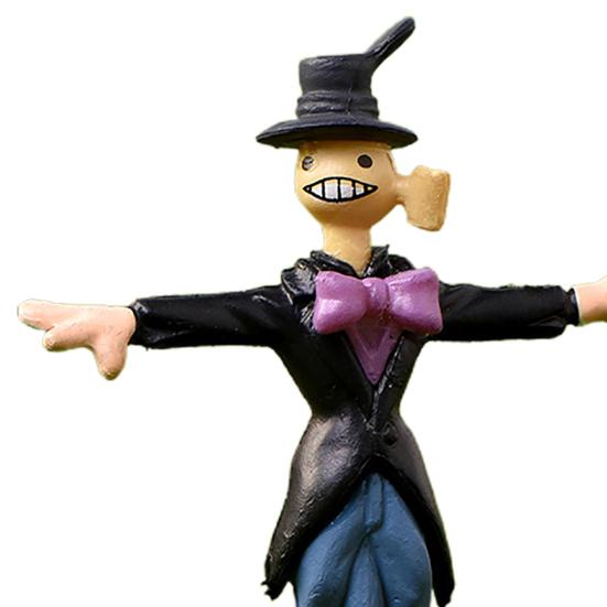 Mini Scarecrow Multi-color Grinning Face Wear-resistant Ornamental Rustic Scarecrow Decor for Succulents