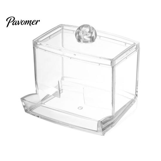 Jewelry Storage Box with Bamboo Lid Dustproof Moisture Resistant Clear Transparent Acrylic Case Container Cotton Swabs Dental Floss Organizer