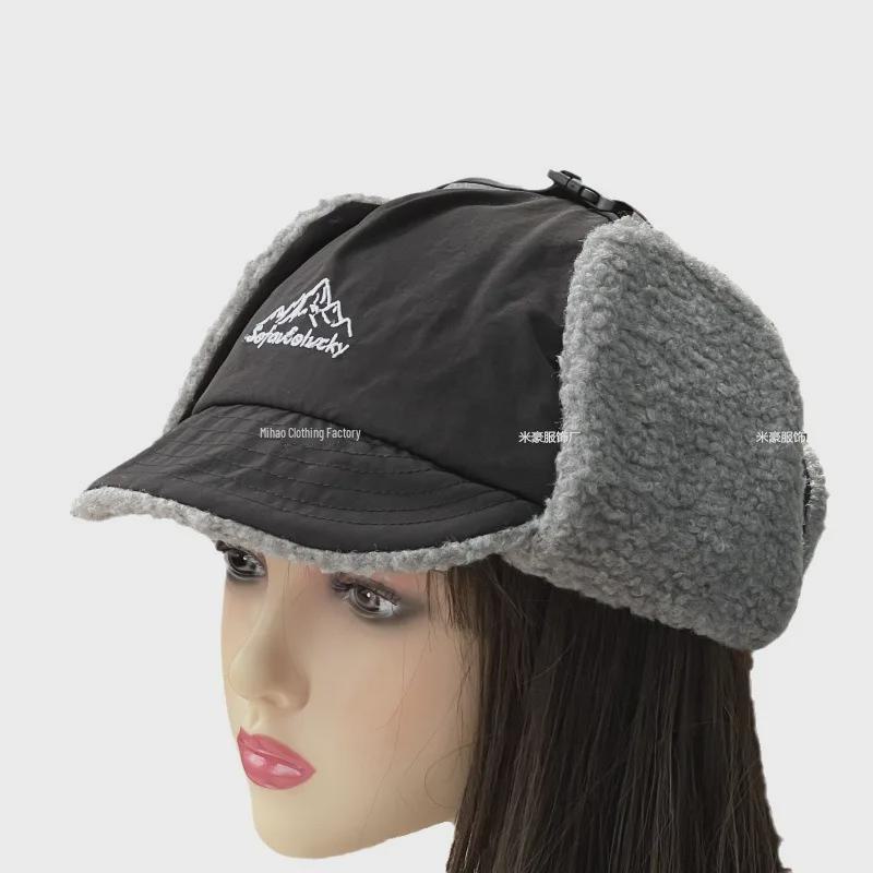 Winter Warmer Lammwolle Schnabelmütze mit Ohrenschutz zum Radfahren und Skifahren