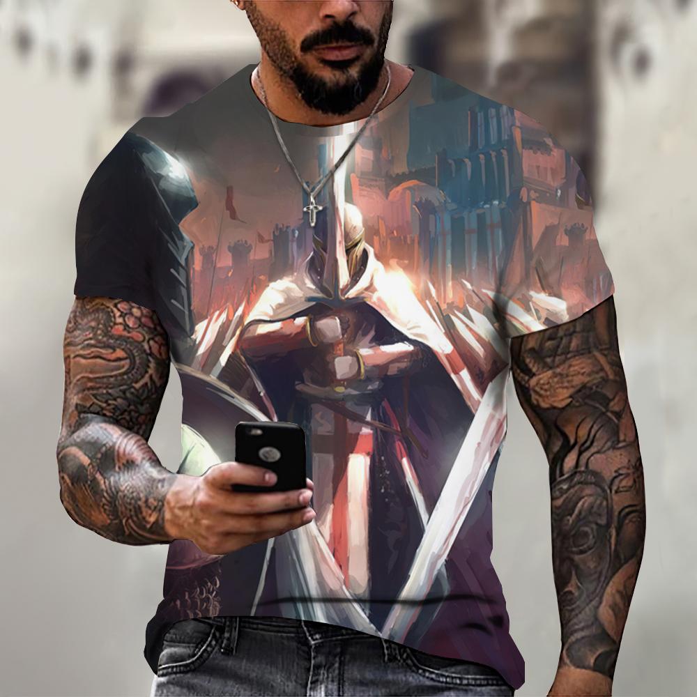 ummer Fashion Templar 3D Printed Street Harajuku Cross TShirt For Men Short Sleeve Vintage