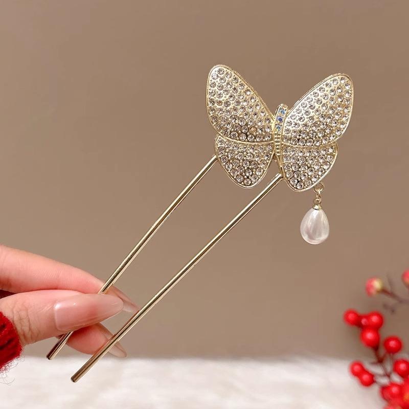 Elegant U-Shaped Chinese Hairpin: Women's Bun Tool, Decorative Insert Comb, Premium Hair Accessory