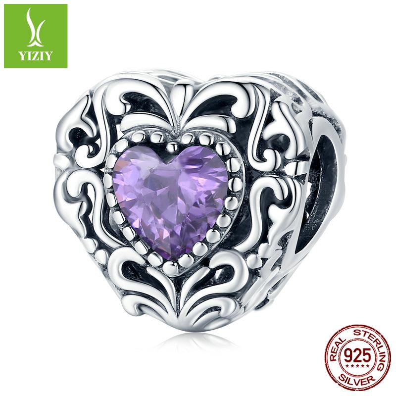 

Original Purple Heart S925 Silver Beaded Retro Ziyun Jewelry - SCC1929 Loose Beads