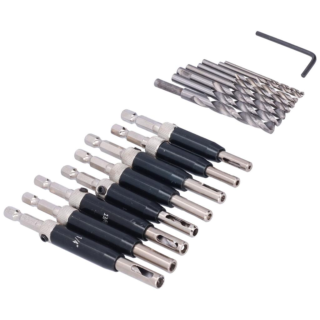 17pcs Hinge Drills Set Self Centering Door Drill Bit Kit with Hex Wrench for Woodworking