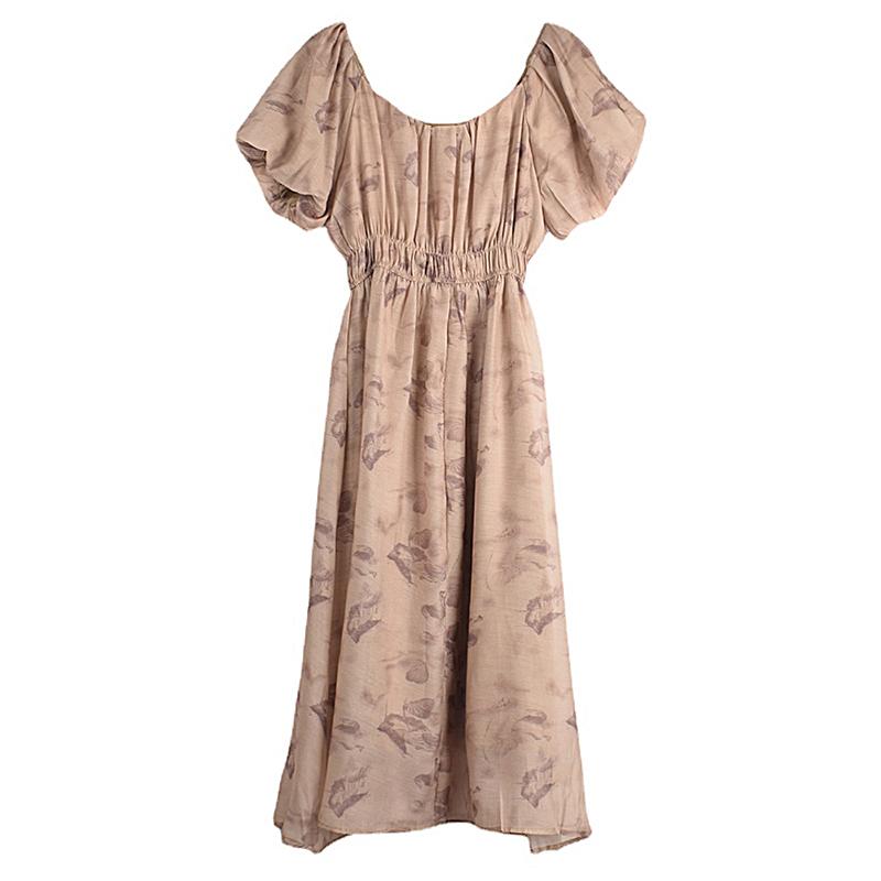 

XITAO Temperament Плиссированное женское платье с короткими рукавами и принтом HQQ1260 One Size хаки