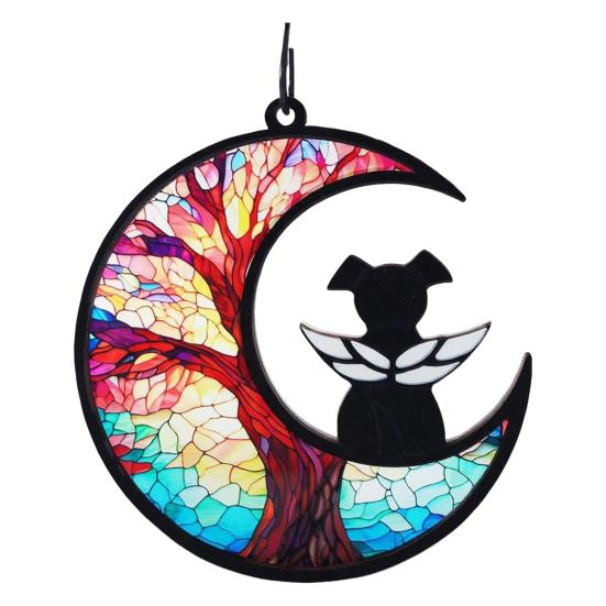 Pet Memorial Sun Catcher Dog Cat Suncatcher Pet Memorial Keepsake Stained Glass Style Hanging Decoration for Loss of Dog Sympathy Gift