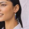 Natural Turquoise And Lapis Lazuli Dangle Earrings Sterling Silver Handmade Cocktail Earrings Two Stone  Jewelry, Gift for Her