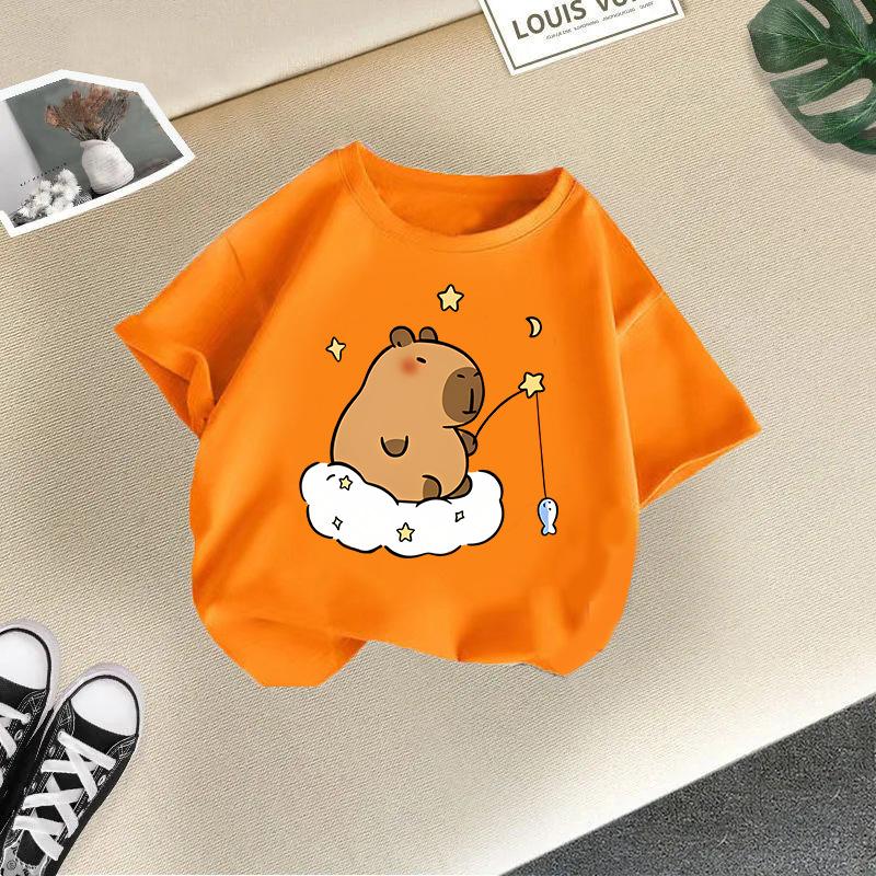 Children's Casual Short-sleeved T-shirt, Summer Boys' And Girls' Cute Capri Blouse