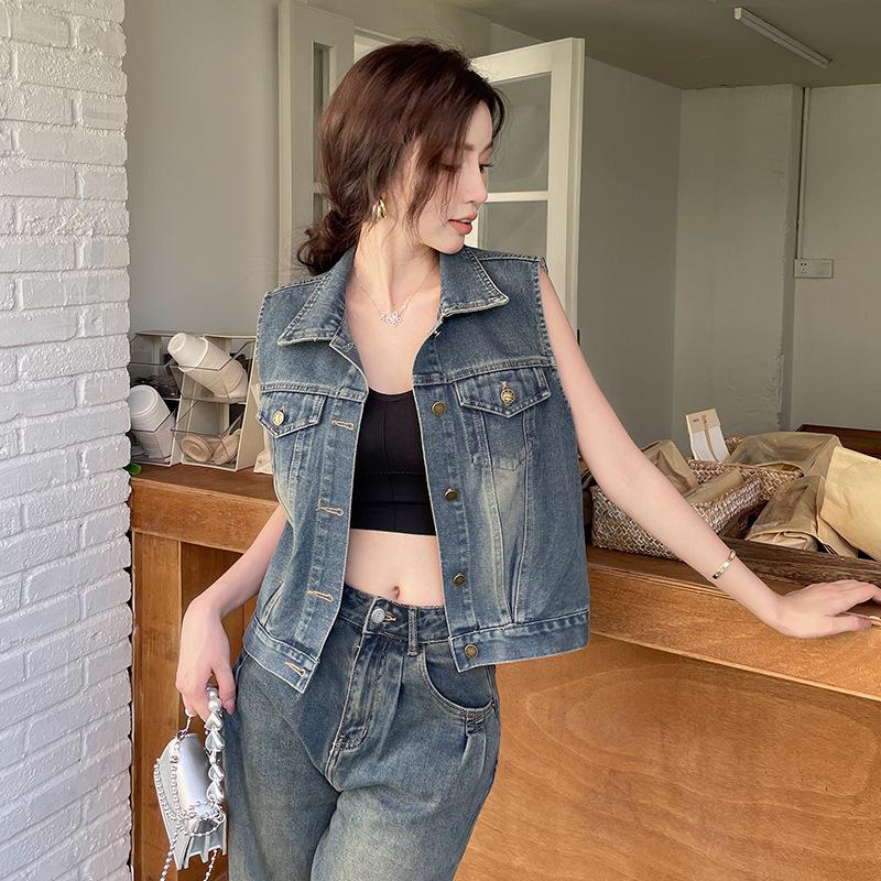 Women's Classic Retro Hong Kong Style Denim Vest - Soft, Versatile, Loose Fit