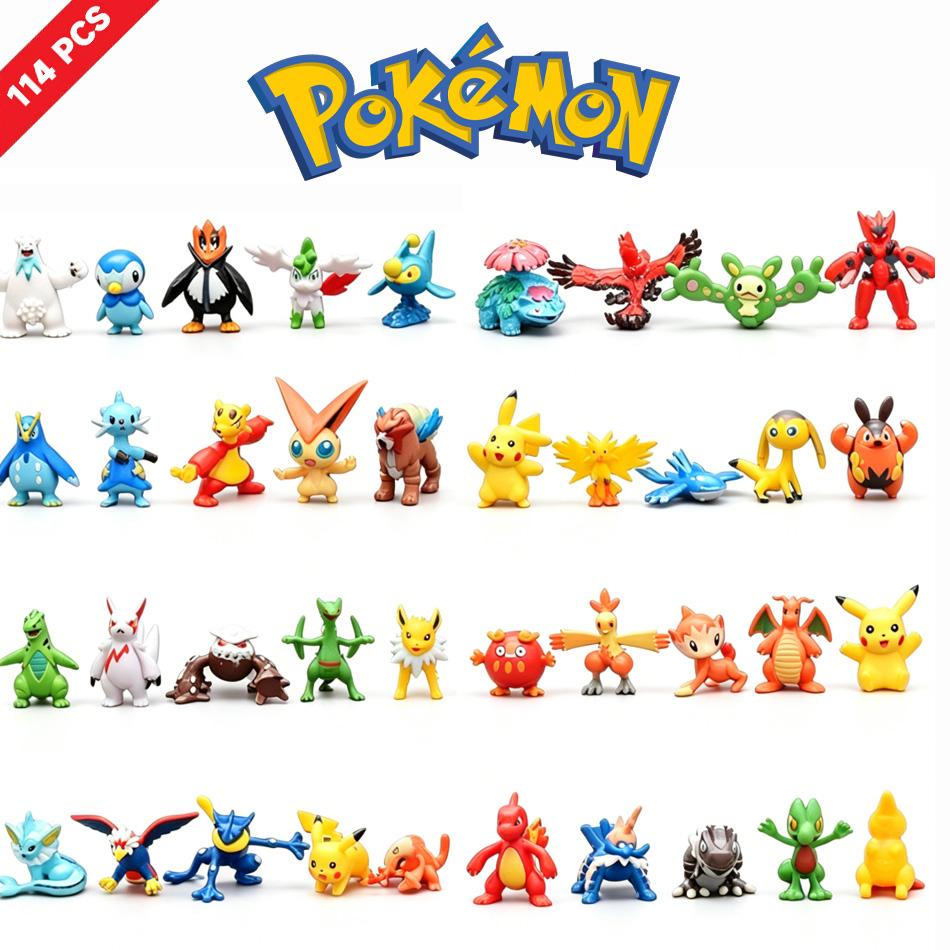 144PCS Pokemon Figure Toys, Blind Box Anime Pikachu Action Figure Model, Ornament Decoration, Collectible Toys, Christmas Gifts