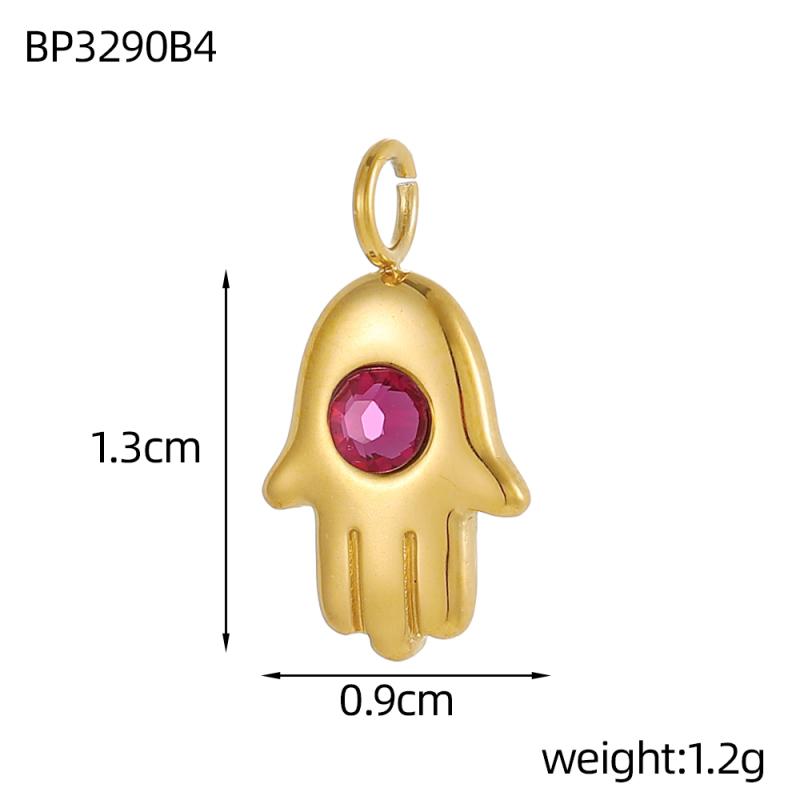 CARLIDANA Pink Blue Enamel Hamsa Hand Charms Gold Plated Charms Religious Muslim Islamic Hand of Fatima Charms DIY Jewelry