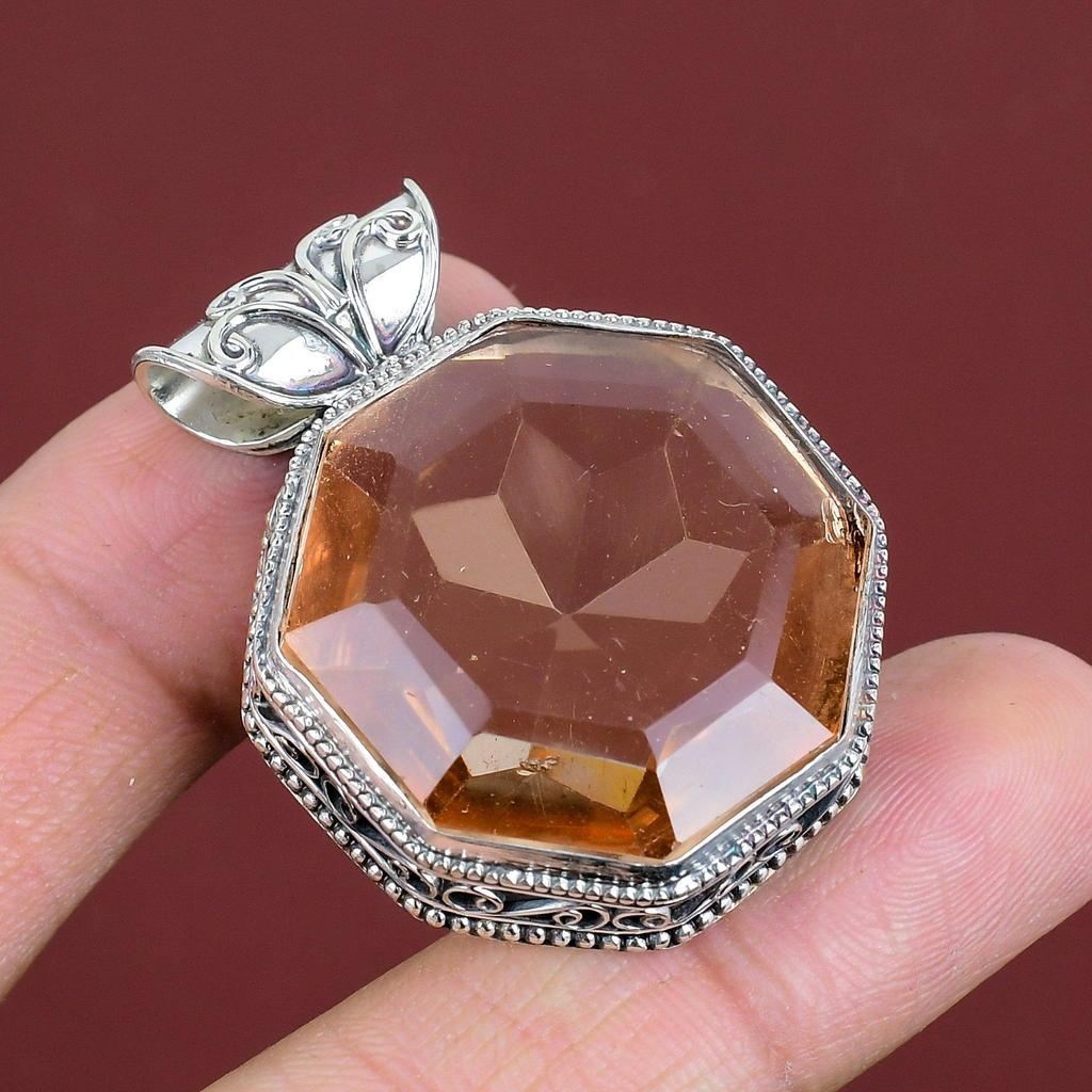 Faceted Morganite Pendant Gemstone Vintage Pendant 925 Sterling Silver Pendant Handmade Pendant Very Pretty Morganite Jewelry Gifts For Her