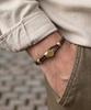 Selloria Diparma Scudo Braided Leather Bracelet Brown Brass Metal Bracelet