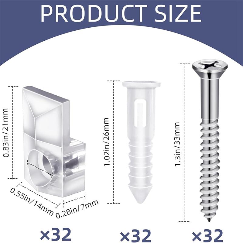 Fresh 32Pack Mirror Holder Clips,Clear Plastic Mirror Clip,Frameless Mirror Mounting Hardware,Mirror Holders For Wall Mounting