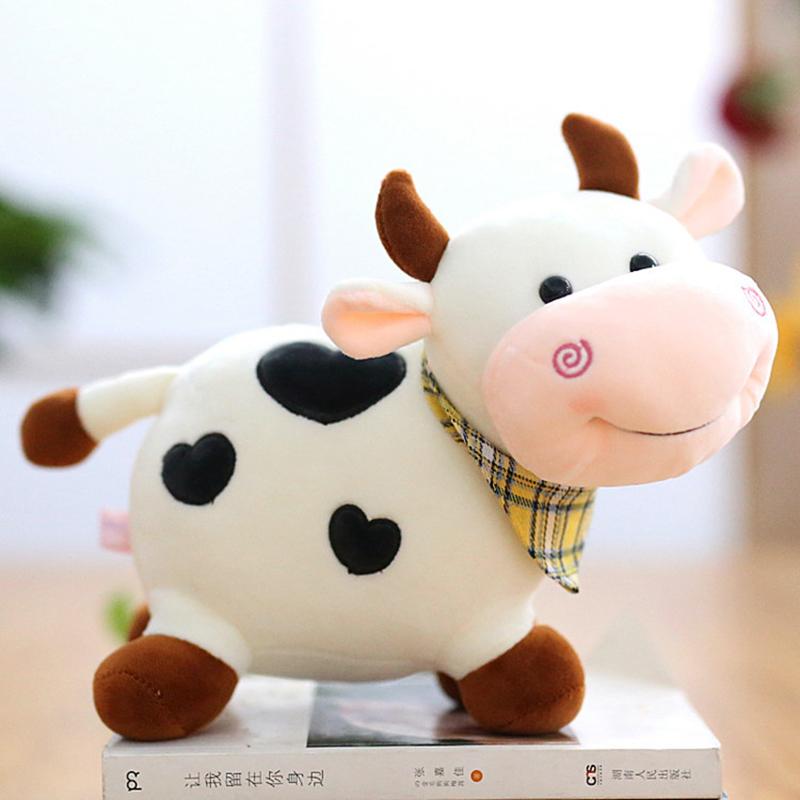 

2026 Cartoon Cute Cow Plush Toy Soft Animal Cattle Plush Toy Kawaii for Girls Cotton Animal Plush Doll Filled Home Decoration 25CM белый
