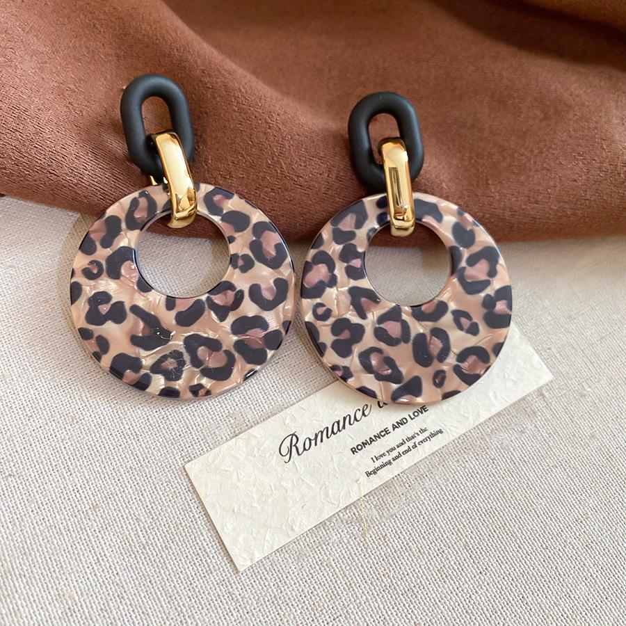 French Retro Silver Needle Round Flat Round Resin Fringed Earrings Light Luxury High-end Earrings Versatile Earrings