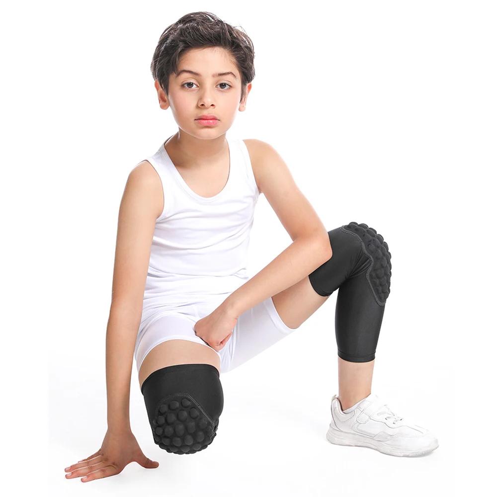 1Pcs Kids/Youth Sports Honeycomb Compression Knee Pads Elbow Brace Guards Protective Gear For Basketball,Football, Cycling