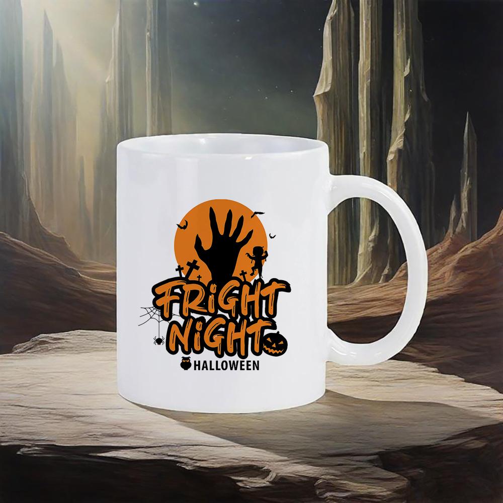 Happy Halloween Ceramic Mug Black Bat Water Cup Witch Spooky Coffee Mug Trick or Treat Party Mugs Original Coffee Cups Drinkware