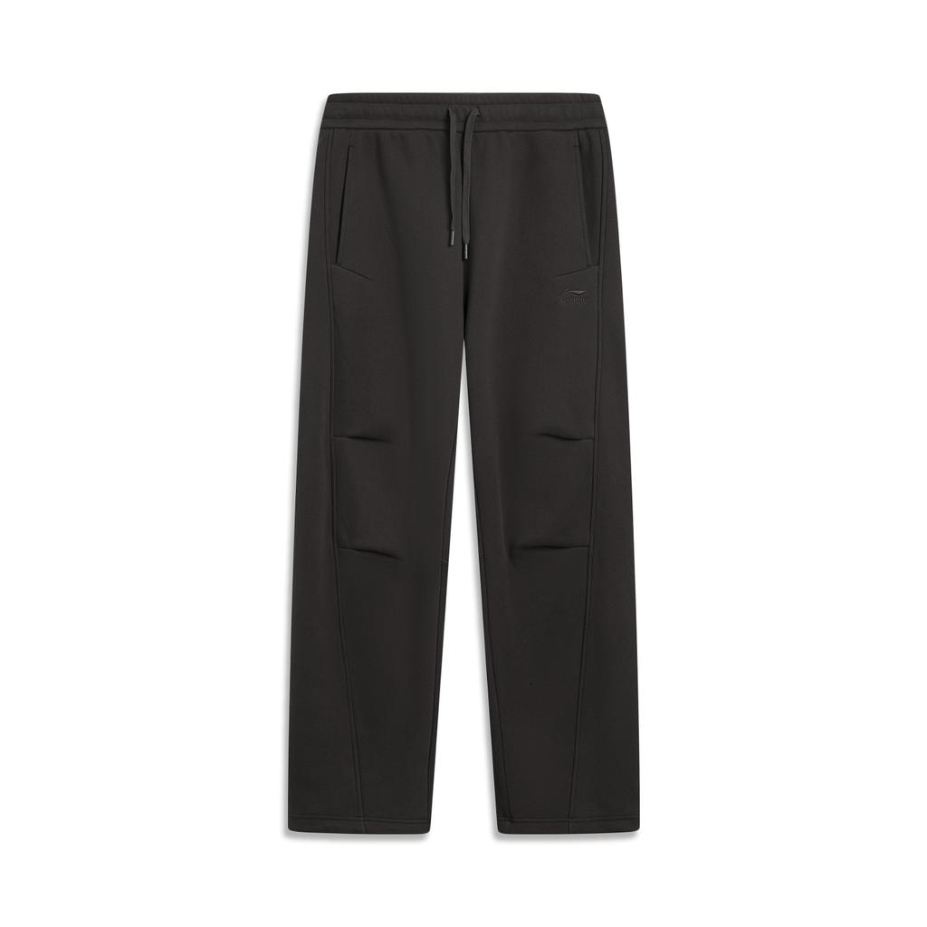 Li Ning Sports Lifestyle Series Straight Leg Simple Versatile Casual Fleece Lined Warm Knit Sports Pants Women Bottoms Black Chocolate-Brown AKLV956-6