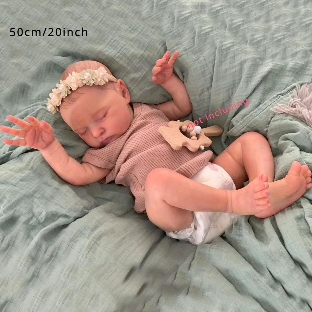 BZDOLL 20inch 50cm Like Real Soft Vinyl Asleep Reborn Baby Doll Toy with 3D Skin with Visible Veins Cloth Body Girl Kid Birthday Gift