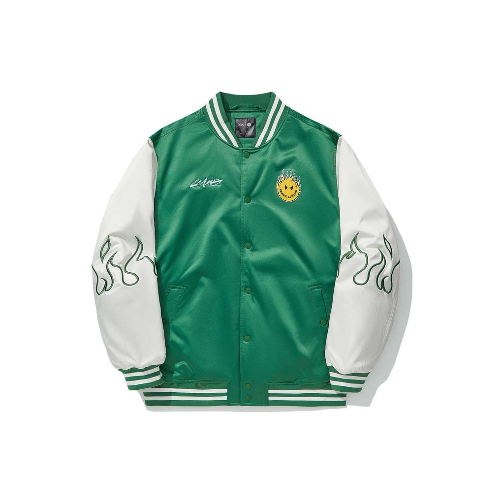 Li-Ning Unisex OG_SLICK Collaboration Varsity Jacket Green White AJMT075-3