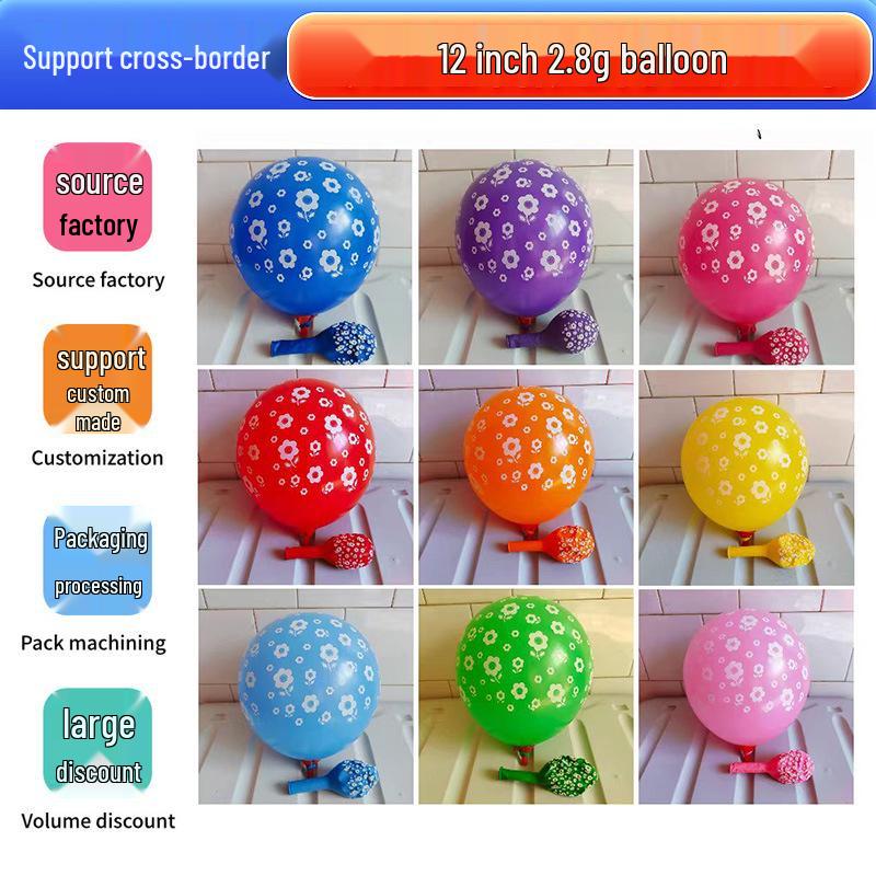 Printed 12-Inch Latex Balloons with Small Flower Pattern for Children's Parties and Decorations