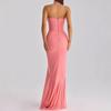 Spring 2026 European and American Cross-border New Neck Pleated Irregular Ruffle Edge Slim Dress Mesh Dress