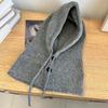 Drawstring Knitted Beanie Cap Thicken Snood Collar Hood Soft Scarf Balaclava Hats  Outdoor