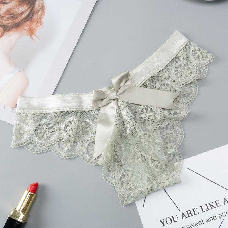 Lady Amazing Lingerie Lace G String Underwear Female T-back Sexy Fashion Thong Ladies Back Bow Transparent Panties