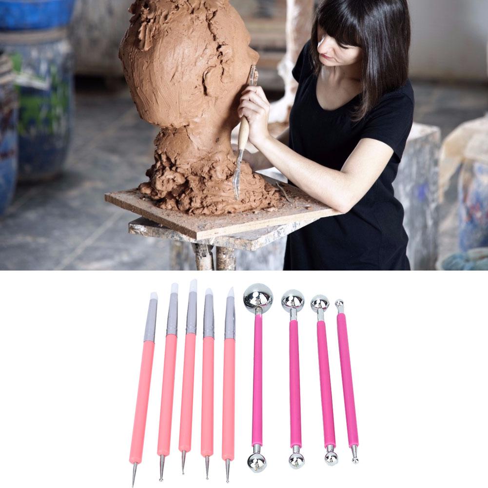 9Pcs DIY Acrylic Silicone Craving Pen Aluminum Tube Handle Pottery Clay Sculpture Tool #2