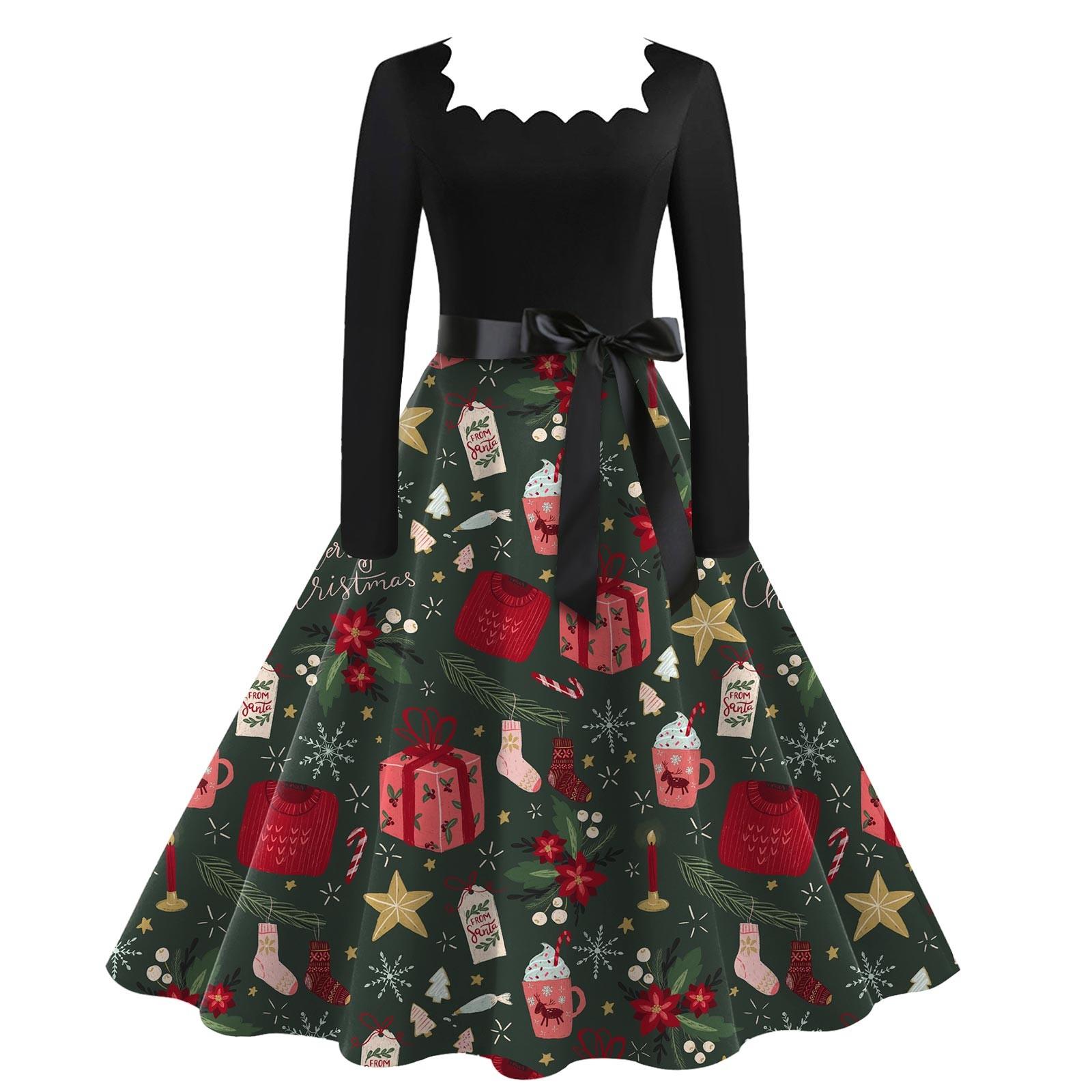 Женское повседневное модное винтажное платье с квадратным воротником и принтом XL белый — фото 3