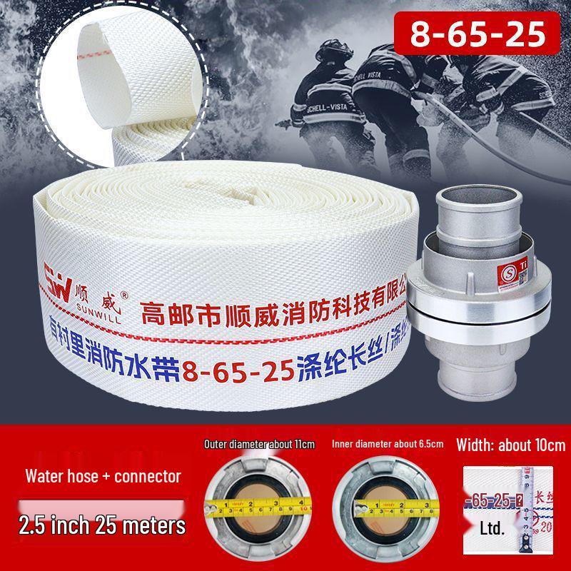 High Pressure 65ft Fire Hose & Hydrant Connector with Explosion-Proof Water Gun, 20/25m