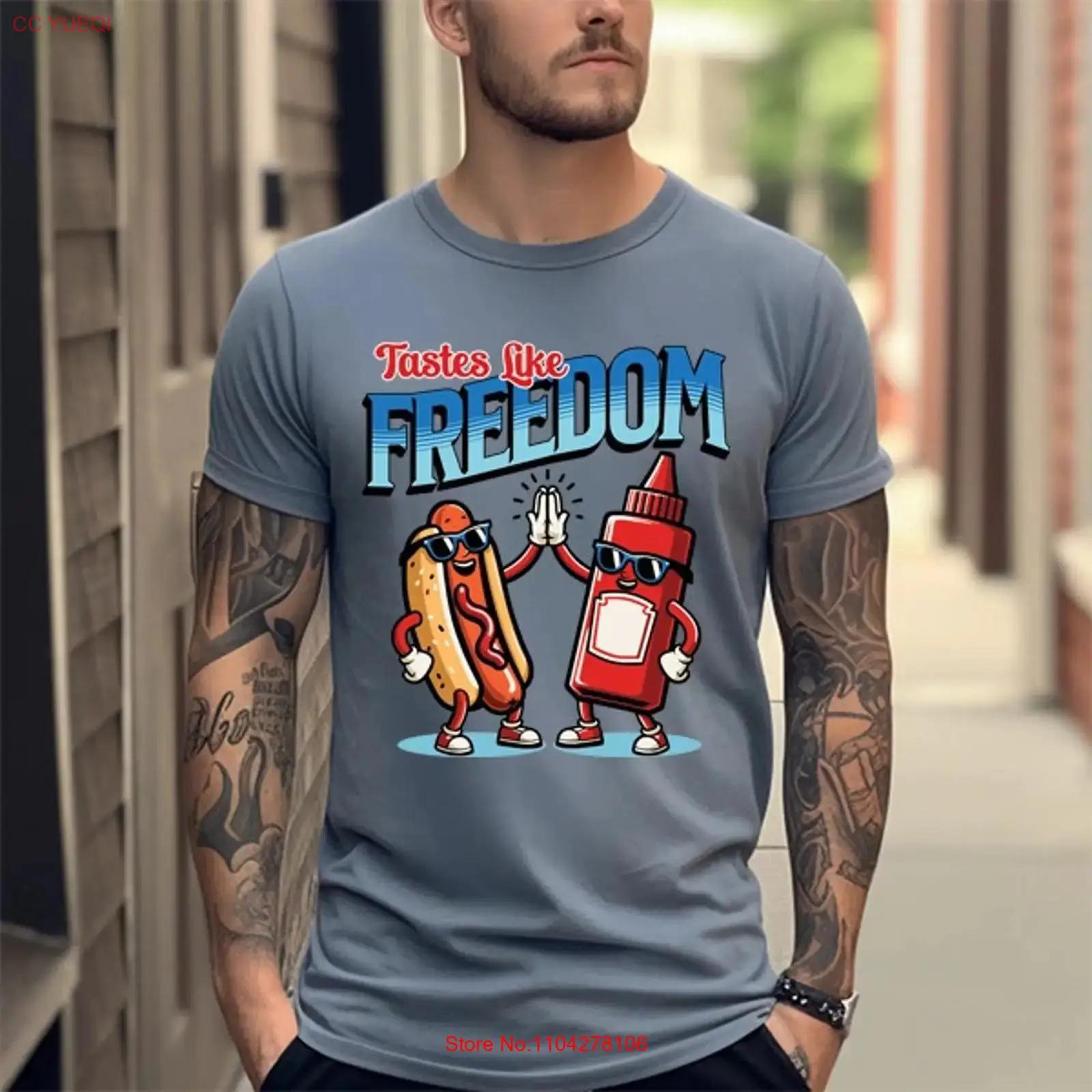 

Tastes Like Freedom Hot Dog Ketchup High Five T Shirt vintage Washed Unisex Stylish Casual Slightly graphic fashion 5XL різнокольоровий