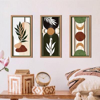 3 Pcs Boho Plant Wall Art Minimalist Botanical Bohemain Wall Sculpture Abstract Geometric Home Decor for Living Room Bedroom Office
