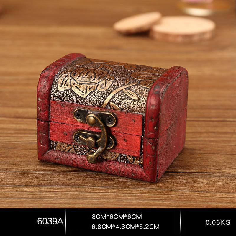 1Pc Antique Mini Wood Treasure Chest Storage Box Jewelry Organizer Box Gift Box Chinese Classical Antique Small Box