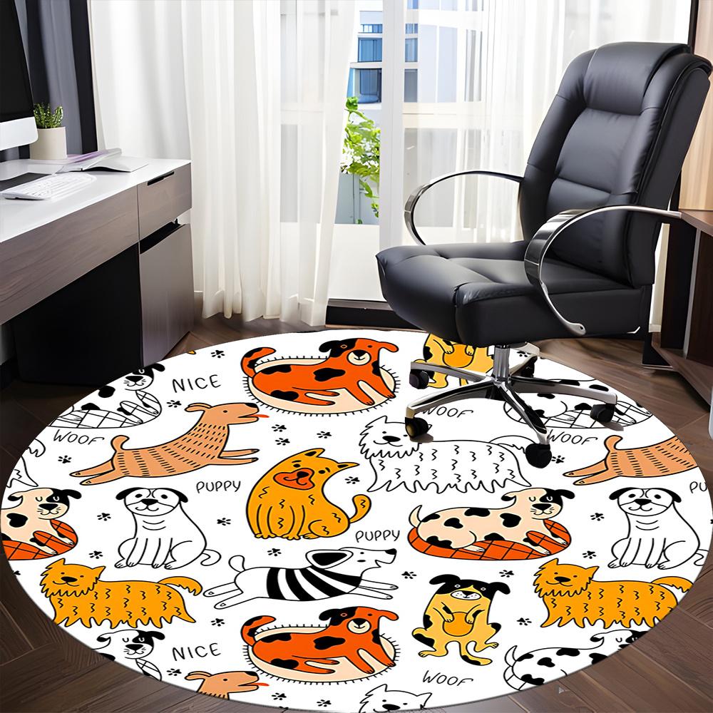 1pc Dogs Pets Office Round Area Rug, Indoor Mat Suitable ForOffice, Under Office Chairs Bedroom Living Room Home Decor, Room Decot186