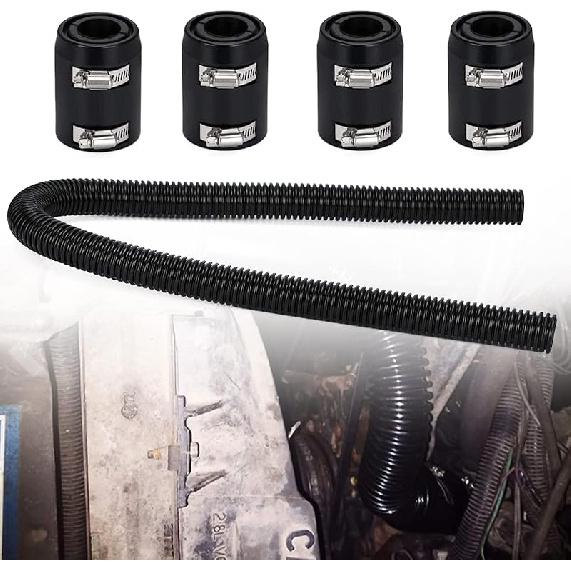 Universal 24" Flexible Radiator Hose Stainless Steel Universal Water Hoses Adapter Coolant Radiator Hose Kit Could be Used with 1-1/4", 1-1/2",